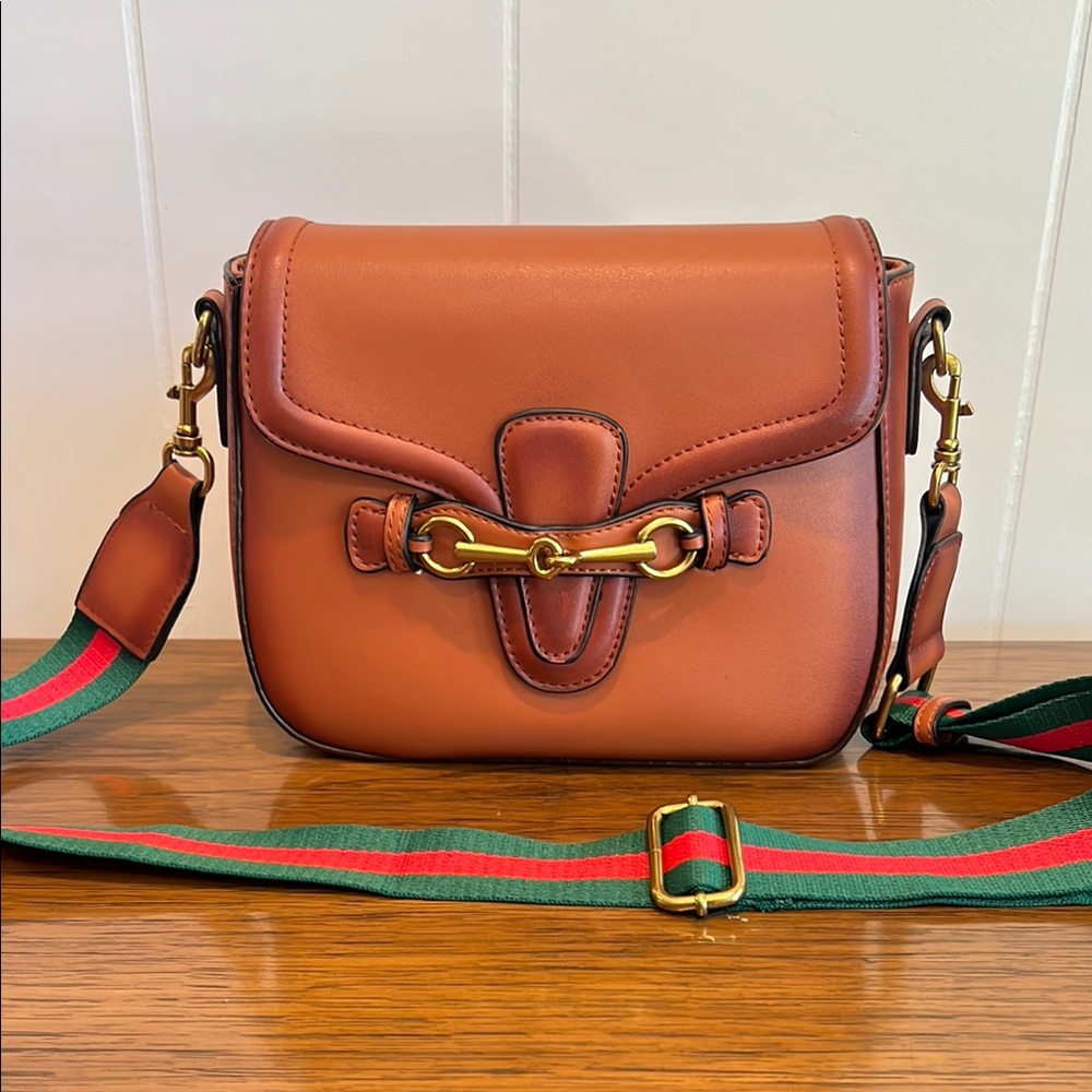 Hanna Horse Bit Crossbody Bag Cognac color